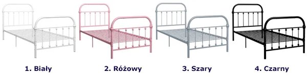 Różowe minimalistyczne łóżko metalowe 100x200 cm S4-T73