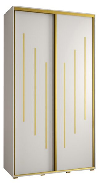 Szafa przesuwna wysoka Davos 8 130, gł. 60 cm biały + biały + złoty