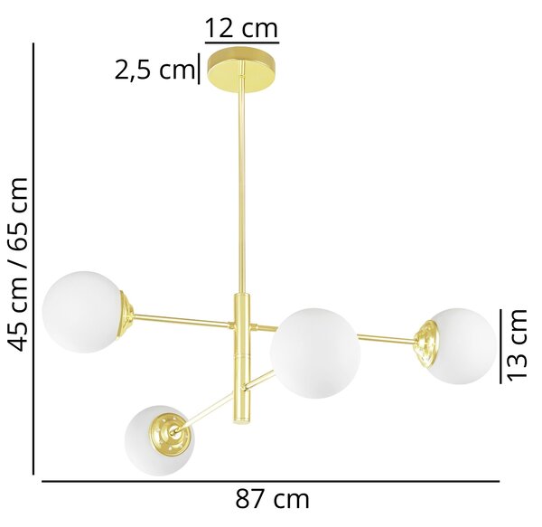 NOWOCZESNA LAMPA SUFITOWA WISZĄCA KLASYCZNE ZŁOTO FINO PRO W4