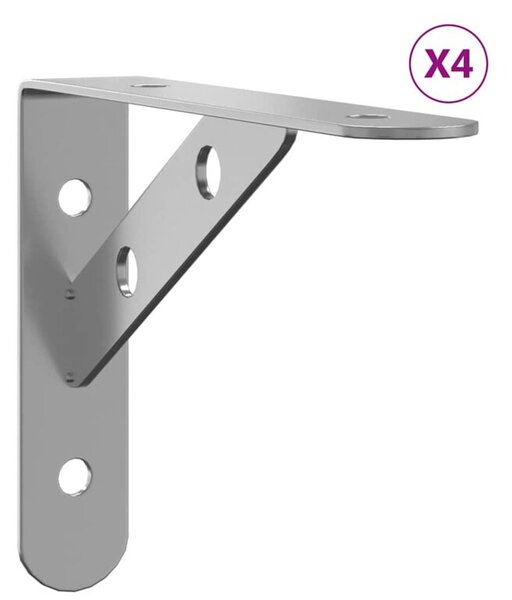 Wsporniki do półek, 4 szt., 15x2,5x11,5 cm, srebrna stal
