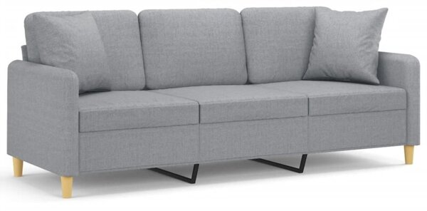 Sofa 3-osobowa z poduszkami, jasnoszara, 180 cm, tkanina