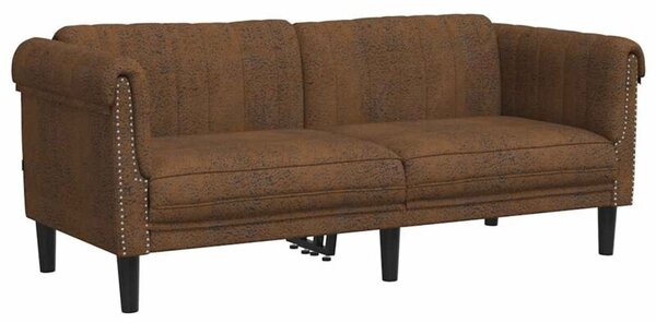 Sofa 2-os., brÄ zowa, sztuczna skÃ³ra zamszowa