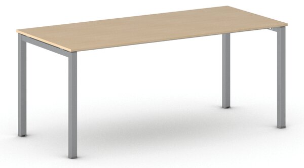Stół konferencyjny do biura PRIMO SQUARE, 180x80 cm, szaro-srebrna podstawa, buk