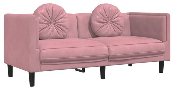 Sofa 2-osobowa z poduszkami, rÃ³Å¼owa, aksamit
