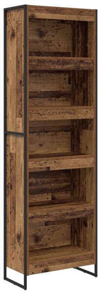 Industrialna szafka na książki w kolorze starego drewna 60x30x189,5 cm