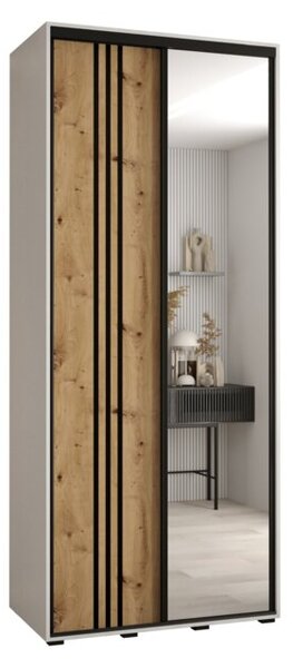 Szafa przesuwna wysoka Davos 7 120, gł. 45 cm biały + artisan + czarny