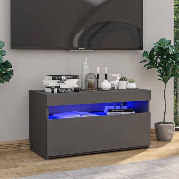 Szafka pod TV z oświetleniem LED, szara, 75x35x40 cm