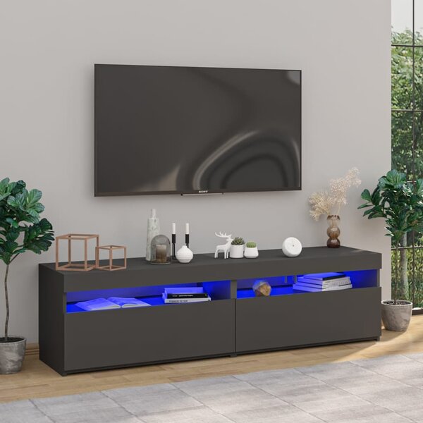 Szafki pod TV z oświetleniem LED, 2 szt., szare, 75x35x40 cm