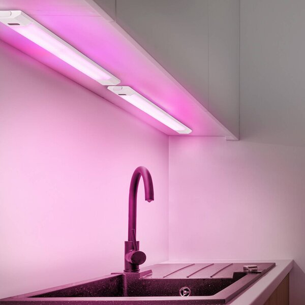 OSRAM Oprawa podszafkowa LED Linear Edge Sensor RGBW 50 cm, biała Sensor, możliwość ściemniania, biały / opal, kuchnia, aluminium