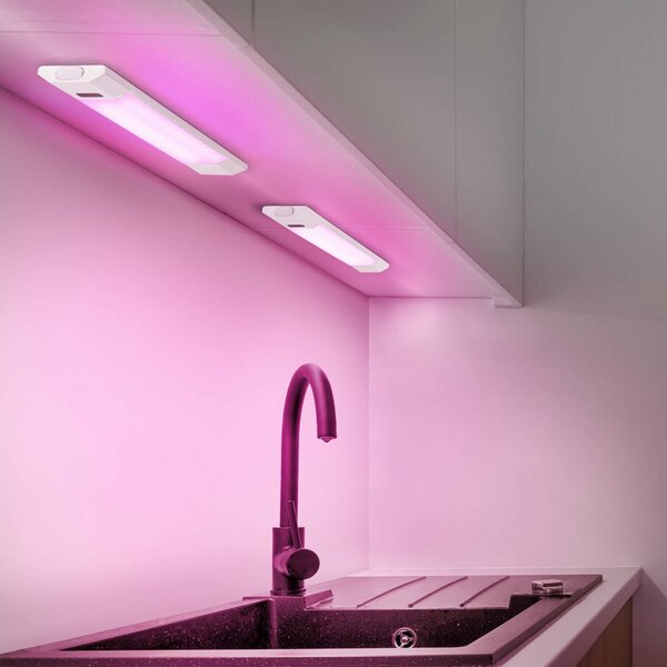 OSRAM Oprawa podszafkowa LED Linear Edge Sensor RGBW 30 cm, biała Sensor, możliwość ściemniania, biały / opal, kuchnia, aluminium