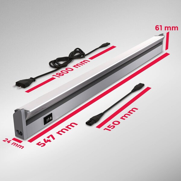 B.K. Licht Oprawa podszafkowa LED Hike, kolor tytanowy, długość 54,7 cm, 4000 K Hike, aluminiowy / szary / cynkowy, kuchnia, tworzywo sztuczne