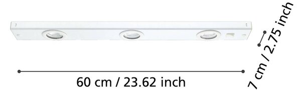 EGLO Oprawa podszafkowa Kob LED z włącznikiem, biała, biały / opal, kuchnia, metal, nowoczesny