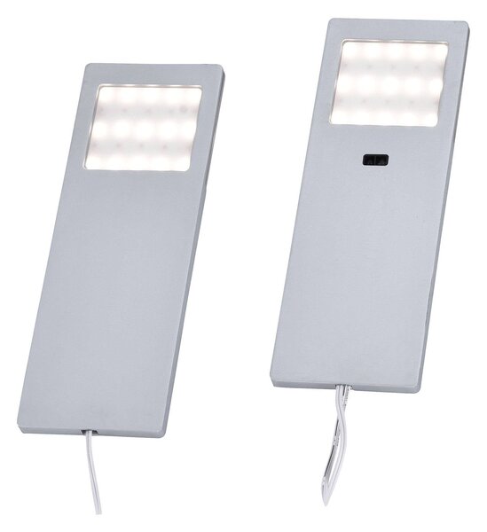 Paul Neuhaus Oprawa meblowa LED Helena, 19 x 7 cm, zestaw 2 sztuk, czujnik, metal Helena, aluminiowy / szary / cynkowy, kuchnia, aluminium, nowoczesny