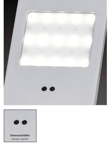 Paul Neuhaus Oprawa meblowa LED Helena, 19 x 7 cm, zestaw 3 sztuk, czujnik, metal Helena, aluminiowy / szary / cynkowy, kuchnia, aluminium, nowoczesny