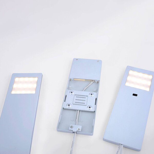 Paul Neuhaus Oprawa meblowa LED Helena, 19 x 7 cm, zestaw 3 sztuk, czujnik, metal Helena, aluminiowy / szary / cynkowy, kuchnia, aluminium, nowoczesny