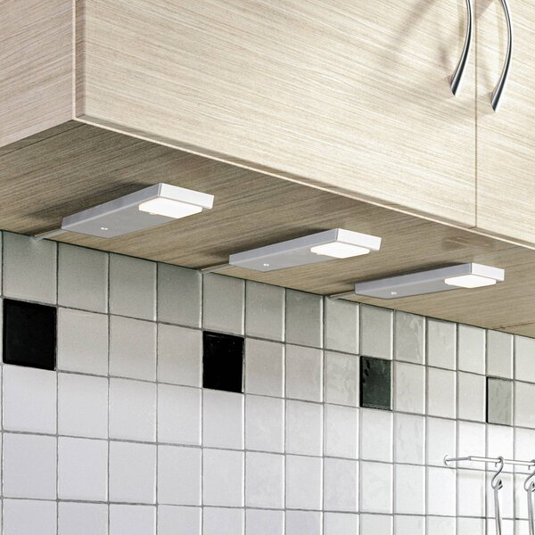 Lindby Amaryll podszafkowa LED, 3 szt. srebrna, aluminiowy / szary / cynkowy, kuchnia, tworzywo sztuczne, nowoczesny
