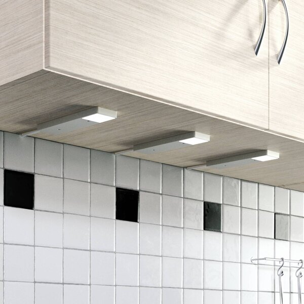 Lindby Amaryll podszafkowa LED, 3 szt. srebrna, aluminiowy / szary / cynkowy, kuchnia, tworzywo sztuczne, nowoczesny