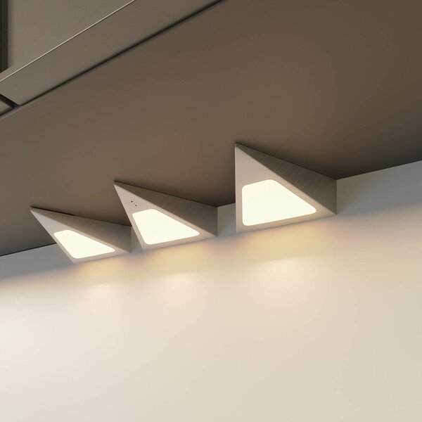 Prios Odia Oprawa podszafkowa LED, stal szlachetna, 3-punktowa PRIOS, możliwość ściemniania, aluminiowy / szary / cynkowy, salon / jadalnia, stal szlachetna, nowoczesny