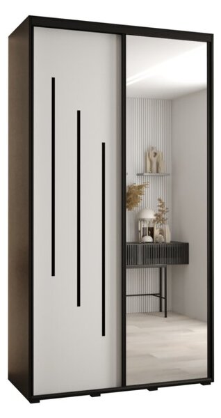 Szafa przesuwna wysoka Davos 9 140, gł. 60 cm czarny + biały + czarny