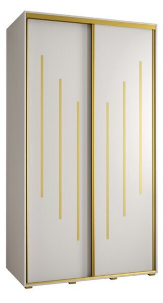 Szafa przesuwna wysoka Davos 8 130, gł. 45 cm biały + biały + złoty