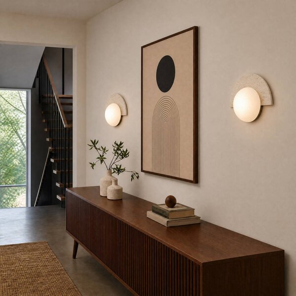 Kinkiet Larissa Lucande, kremowy / amber, kamień, design