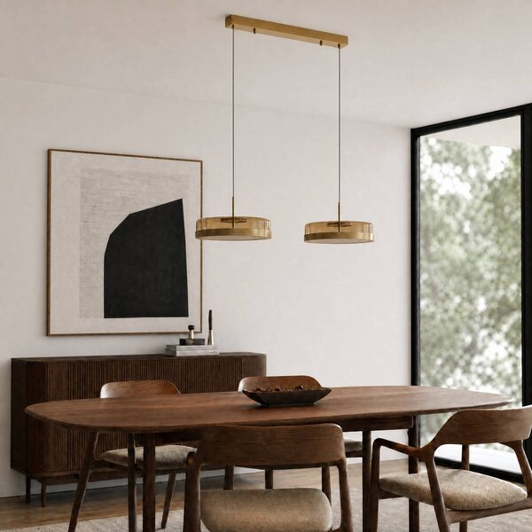 Lampa wisząca szklana La Latta Lucande, możliwość ściemniania, mosiężny / złoty, szkło, design