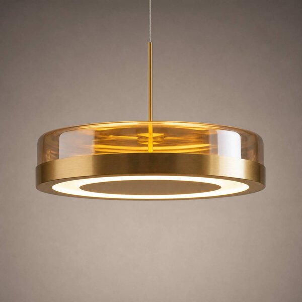 Lampa wisząca szklana La Latta Lucande, możliwość ściemniania, mosiężny / złoty, szkło, design