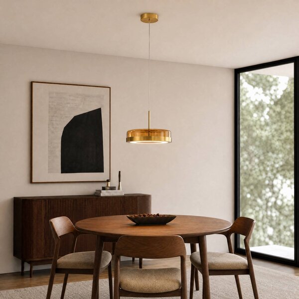 Lampa wisząca szklana La Latta Lucande, możliwość ściemniania, mosiężny / złoty, szkło, design