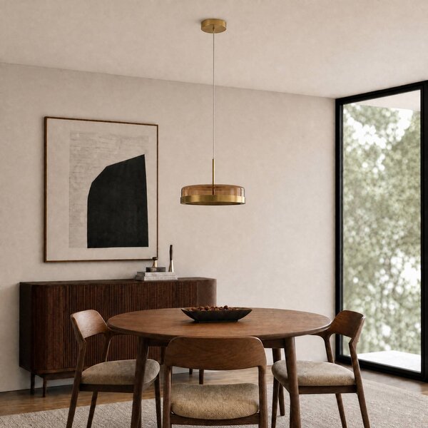 Lampa wisząca szklana La Latta Lucande, możliwość ściemniania, mosiężny / złoty, szkło, design