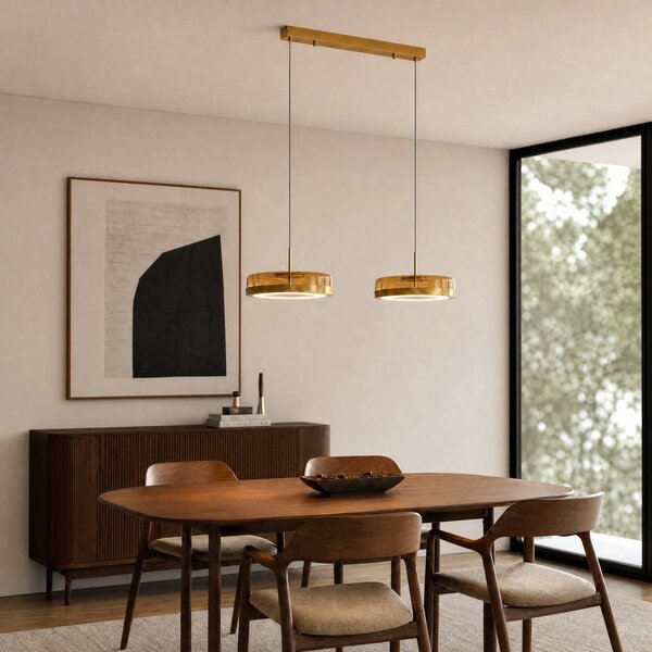 Lampa wisząca szklana La Latta Lucande, możliwość ściemniania, mosiężny / złoty, szkło, design