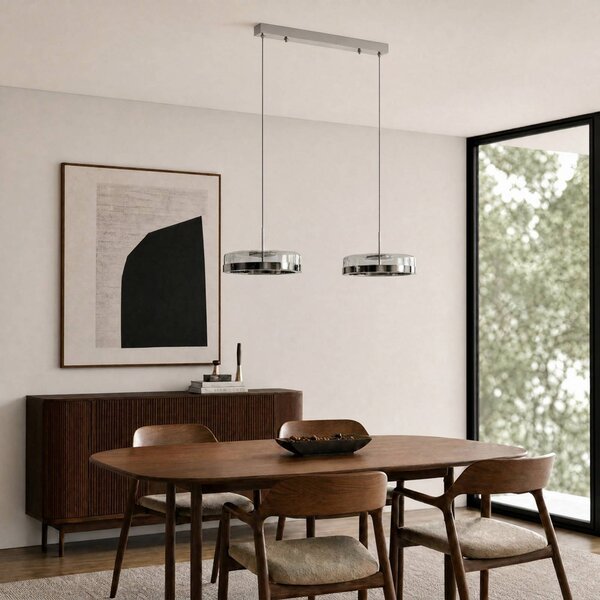 Lampa wisząca szklana La Latta Lucande, możliwość ściemniania, chromowy / srebrny, szkło, design