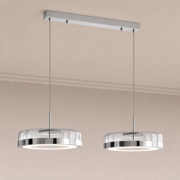 Lampa wisząca szklana La Latta Lucande, możliwość ściemniania, chromowy / srebrny, szkło, design