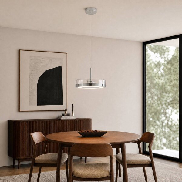 Lampa wisząca szklana La Latta Lucande, możliwość ściemniania, chromowy / srebrny, szkło, design