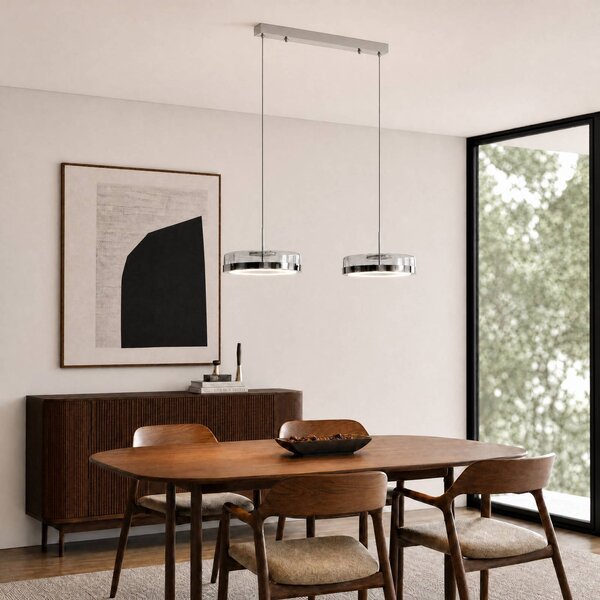 Lampa wisząca szklana La Latta Lucande, możliwość ściemniania, chromowy / srebrny, szkło, design