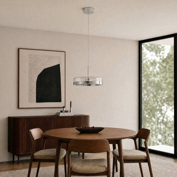 Lampa wisząca szklana La Latta Lucande, możliwość ściemniania, chromowy / srebrny, szkło, design