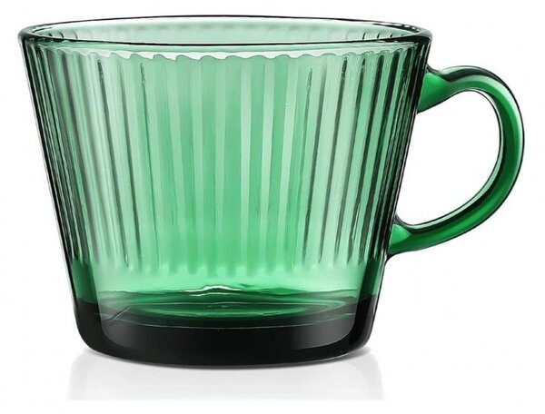 Filiżanka szklanka ryflowana duża butelkowa zieleń 380 ML 1szt SZK178