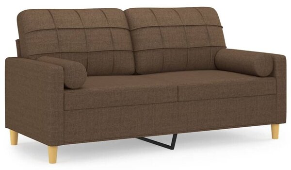 Sofa 2-osobowa z poduszkami, brÄ zowa, 140 cm, tkanina