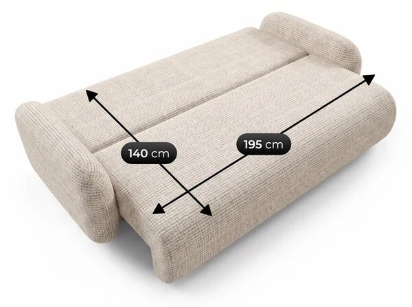 Sofa VIDI Rozkładana Dwuosobowa Beżowa Szenil Nowoczesna