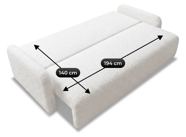 Sofa DUO Rozkładana Dwuosobowa Kremowa Boucle Nowoczesna