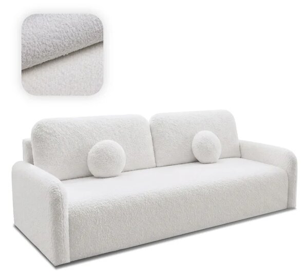 Sofa DUO Rozkładana Dwuosobowa Kremowa Boucle Nowoczesna