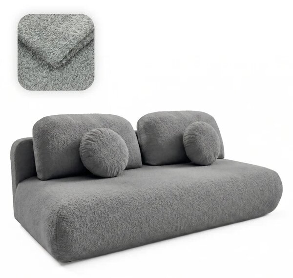 Sofa BASE Rozkładana Dwuosobowa Ciemnoszara Boucle Nowoczesna