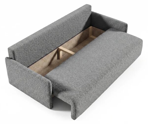Sofa VENI Rozkładana Dwuosobowa Ciemnoszara Boucle Nowoczesna