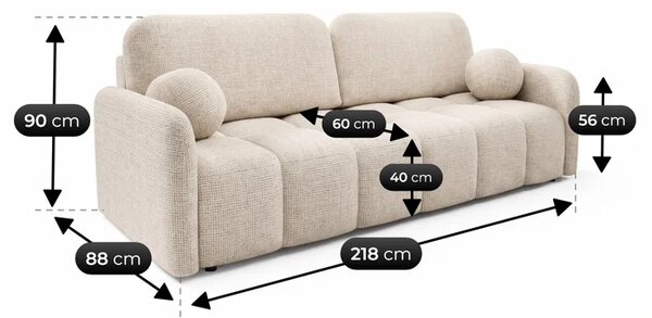Sofa ZEN Rozkładana Dwuosobowa Beżowa Szenil Nowoczesna