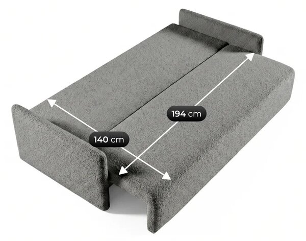 Sofa VENI Rozkładana Dwuosobowa Ciemnoszara Boucle Nowoczesna