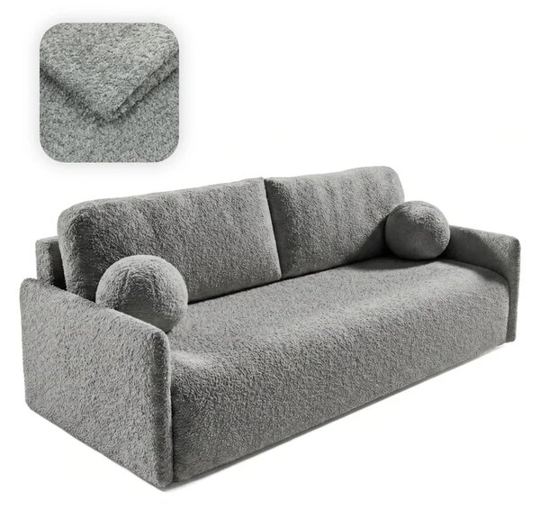Sofa VENI Rozkładana Dwuosobowa Ciemnoszara Boucle Nowoczesna