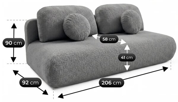 Sofa BASE Rozkładana Dwuosobowa Ciemnoszara Boucle Nowoczesna