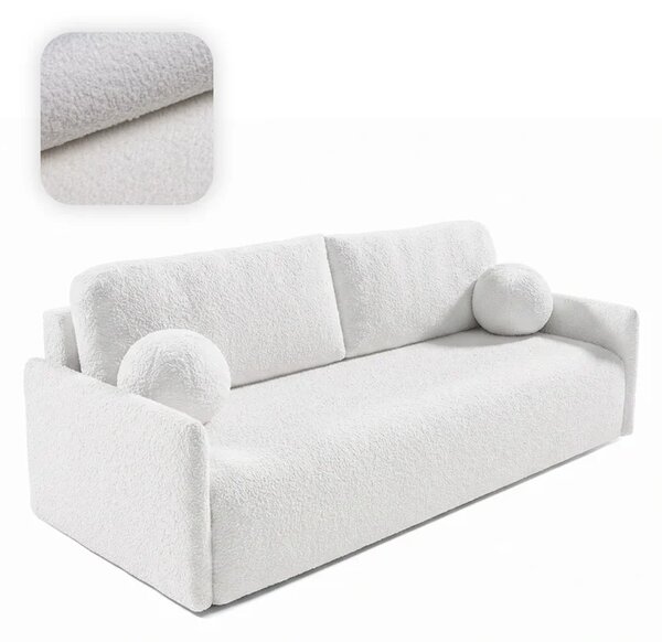 Sofa VENI Rozkładana Dwuosobowa Kremowa Boucle Nowoczesna