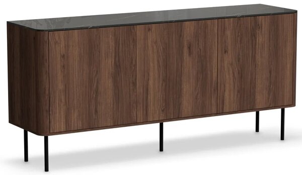 Komoda na nóżkach orzech warmia + czarny marmur W8-F25