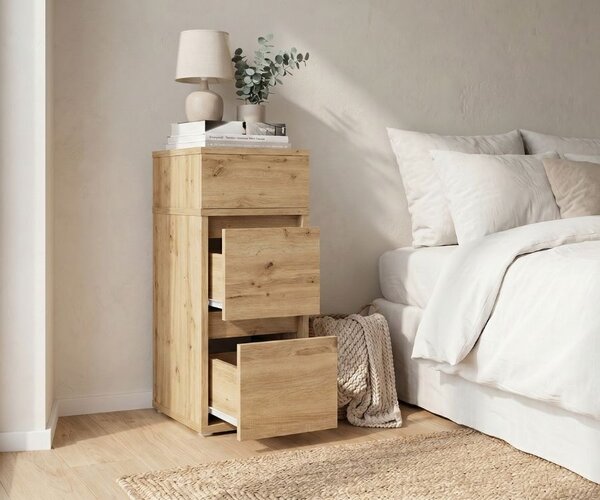 Bardzo wąska szafka nocna z szufladami 27 cm | Umeblowana.com