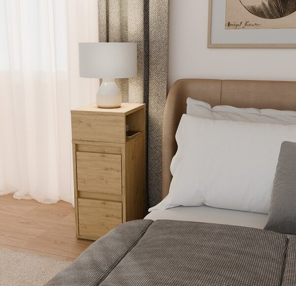 Bardzo wąska szafka nocna z szufladami 27 cm | Umeblowana.com